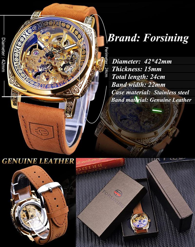 Forsining Square Luxury Retro Mechanical Watch for Men