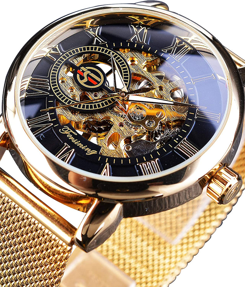 Minimalist Retro Design Mechanical Skeleton Men's Wrist Watch