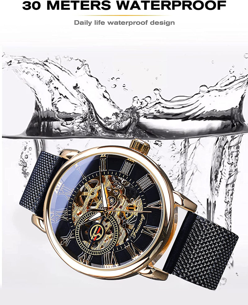 Minimalist Retro Design Mechanical Skeleton Men's Wrist Watch