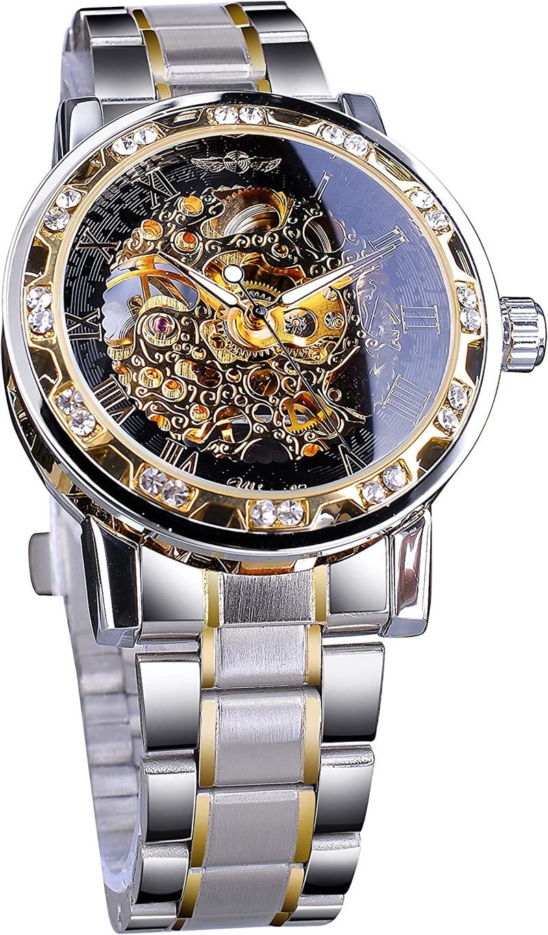 Retro Steampunk Skeleton Automatic Diamond Royal Carving Men's Watch