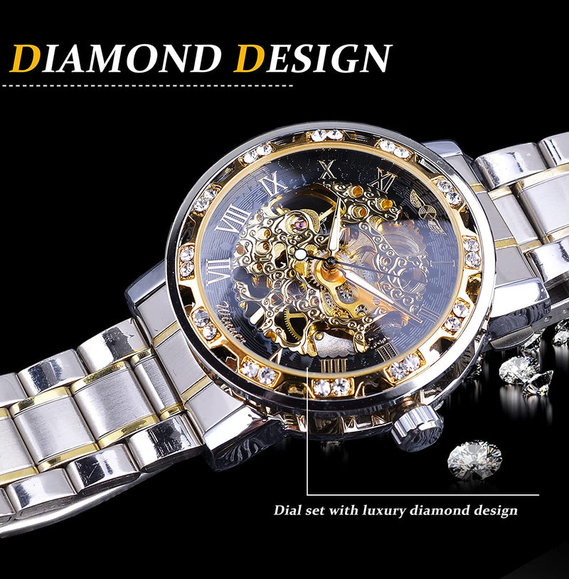 Retro Steampunk Skeleton Automatic Diamond Royal Carving Men's Watch