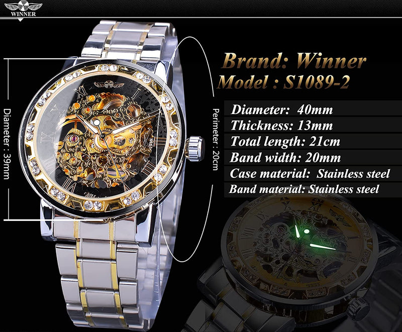 Retro Steampunk Skeleton Automatic Diamond Royal Carving Men's Watch