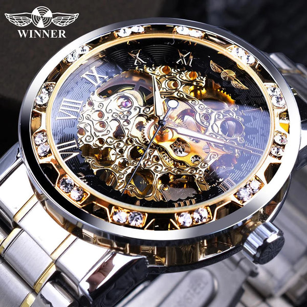 Pilot Rows Transparent Fashion Diamond Luminous Gear Movement Royal Men Watch